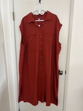 Old Navy Rust Button-Front Drawstring Tunic